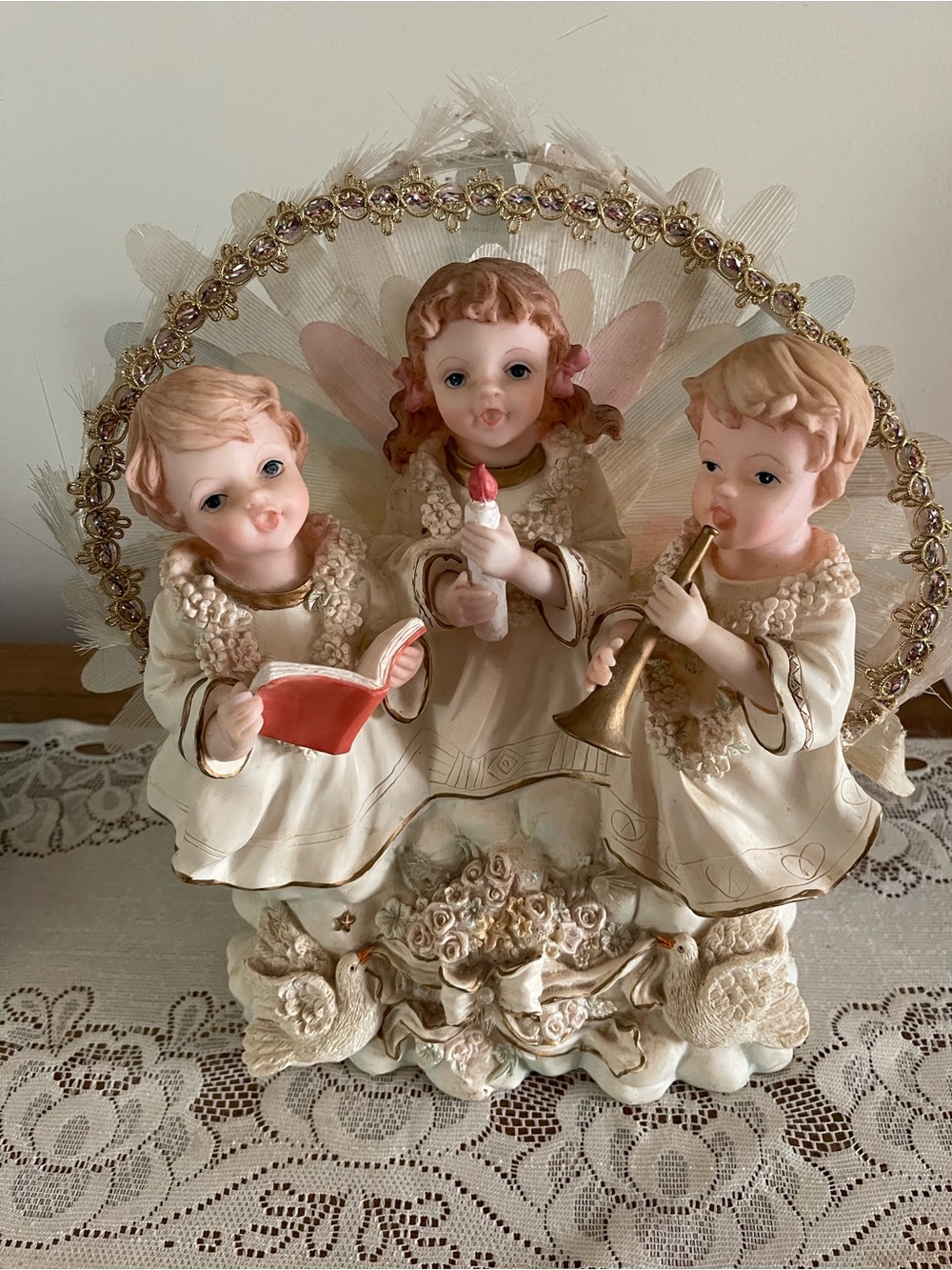 Eleco Fiber Optic Angel Figurine lights up and plays music 20th century